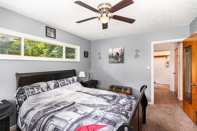 304 Humes Ridge Rd, Williamstown, KY 41097 - carpeted bedroom featuring a textured ceiling, baseboards, and a ceiling fan