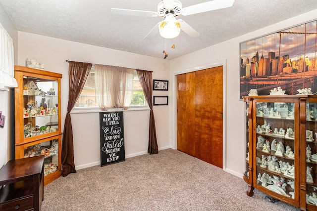304 Humes Ridge Rd, Williamstown, KY 41097 - carpeted bedroom featuring a textured ceiling, baseboards, and a ceiling fan