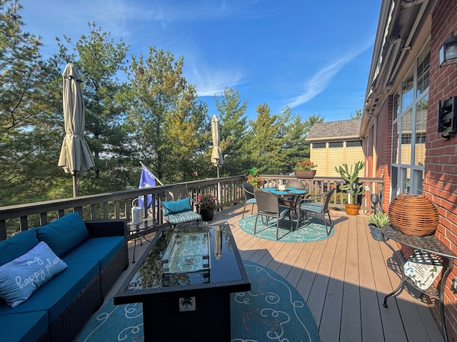 1940 Marktwain Way, Villa Hills, KY 41017 - deck with an outdoor living space with a fire pit and outdoor dining area
