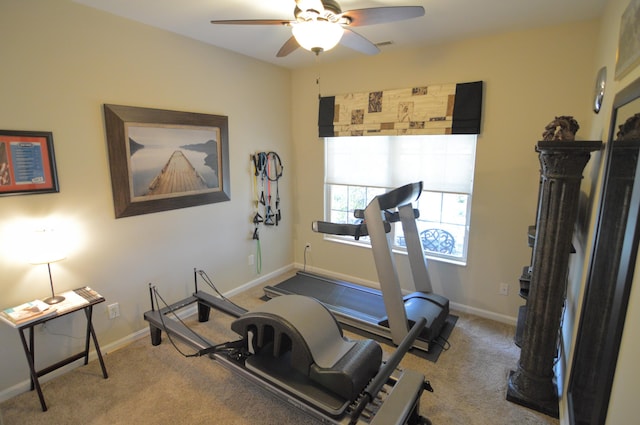1940 Marktwain Way, Villa Hills, KY 41017 - exercise room with ceiling fan, carpet flooring, and baseboards