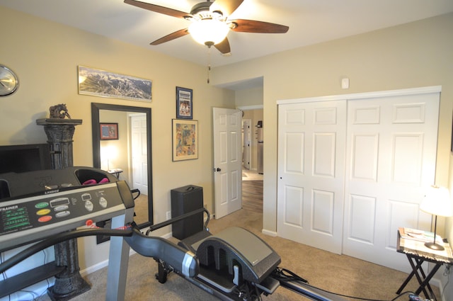 1940 Marktwain Way, Villa Hills, KY 41017 - exercise room featuring ceiling fan and carpet floors