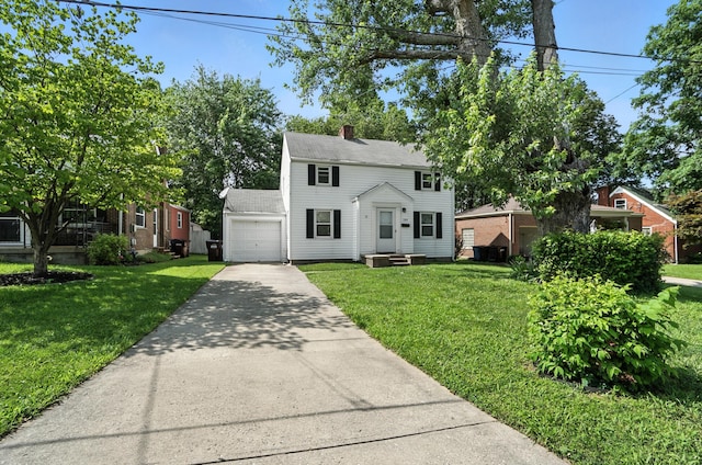 3314 Elizabeth St, Erlanger, KY 41018 - colonial house with driveway, a front yard, a chimney, and an attached garage