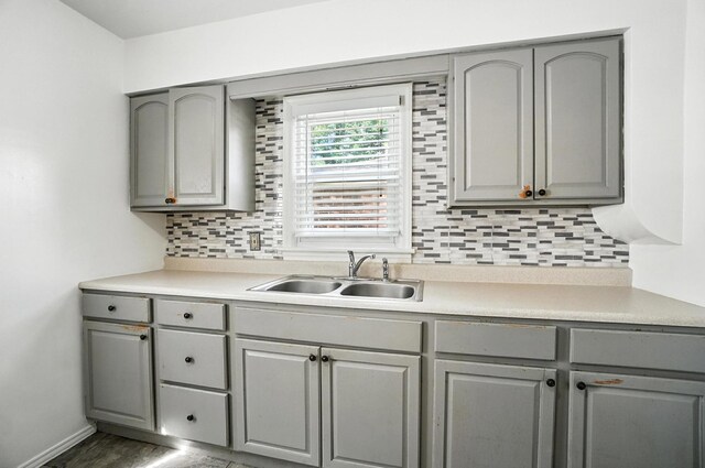 3314 Elizabeth St, Erlanger, KY 41018 - kitchen with gray cabinets and backsplash