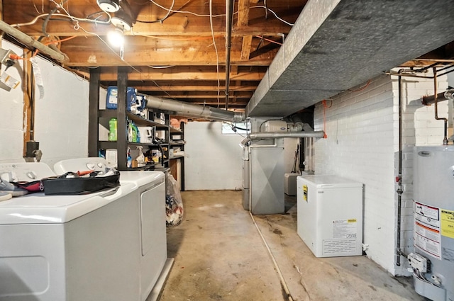 3314 Elizabeth St, Erlanger, KY 41018 - unfinished basement with separate washer and dryer, water heater, fridge, and heating unit
