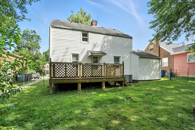 3314 Elizabeth St, Erlanger, KY 41018 - back of house with a wooden deck and a chimney