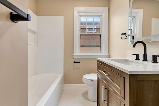 1191 Wilson Rd, Bellevue, KY 41073 - bathroom featuring vanity, toilet, tile patterned flooring, and baseboards