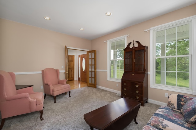 405 Alexander Rd, Crittenden, KY 41030 - living room featuring carpet, baseboards, and recessed lighting