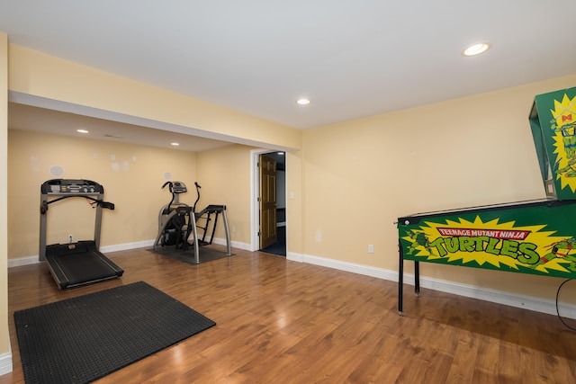405 Alexander Rd, Crittenden, KY 41030 - workout room with wood finished floors, recessed lighting, and baseboards