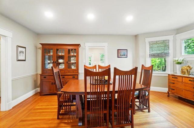 134 Strathmore Ave, Fort Thomas, KY 41075 - dining space with light wood-style floors, baseboards, and recessed lighting
