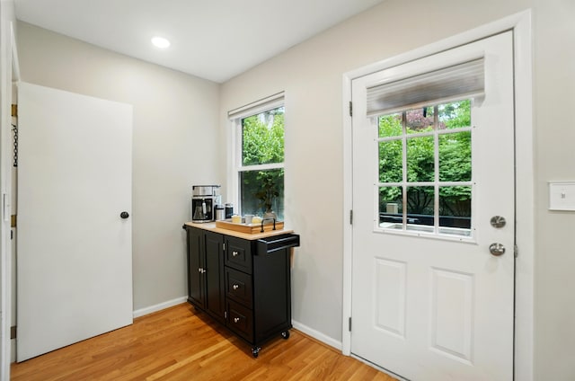 134 Strathmore Ave, Fort Thomas, KY 41075 - doorway to outside featuring light wood-type flooring, baseboards, and recessed lighting