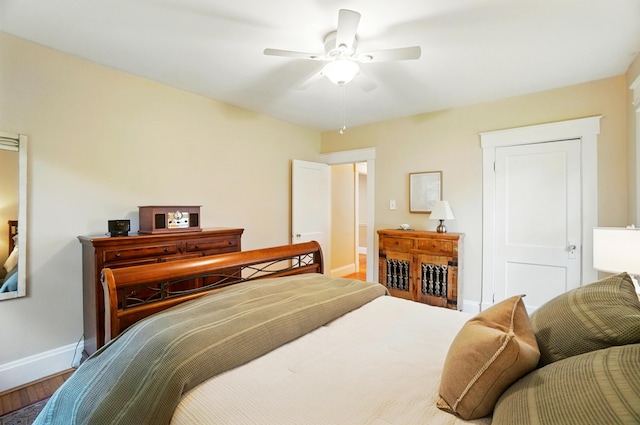 134 Strathmore Ave, Fort Thomas, KY 41075 - bedroom with baseboards, wood finished floors, and ceiling fan