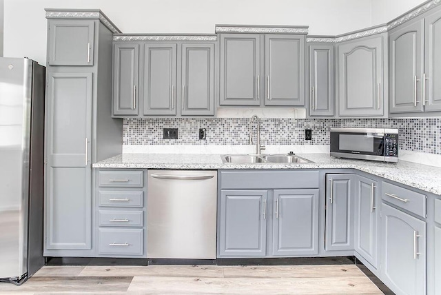 718 Central Ave, Newport, KY 41071 - kitchen featuring appliances with stainless steel finishes, gray cabinetry, and a sink