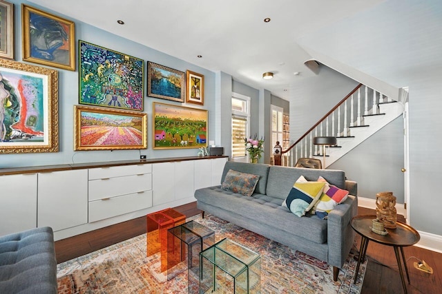 842 Monroe St, Newport, KY 41071 - living area with wood finished floors and stairway