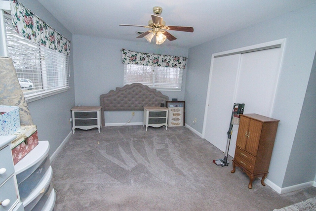 1727 Shaw Rd, Independence, KY 41051 - carpeted bedroom featuring a closet, baseboards, and a ceiling fan