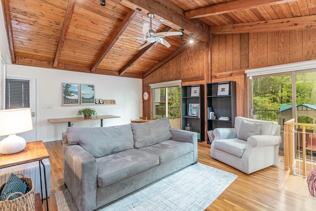 1058 Emerson Rd, Park Hills, KY 41011 - living area with wooden ceiling, light wood-type flooring, plenty of natural light, ceiling fan, and wooden walls