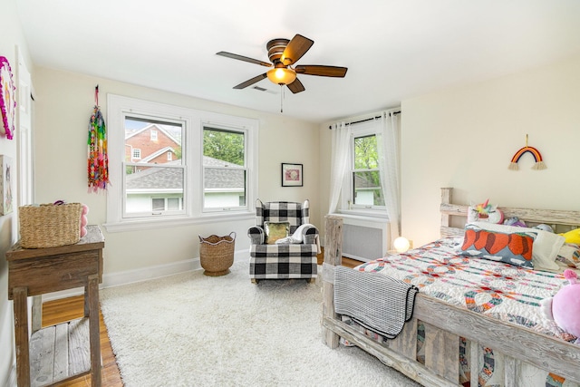 1058 Emerson Rd, Park Hills, KY 41011 - bedroom with baseboards, radiator, and ceiling fan