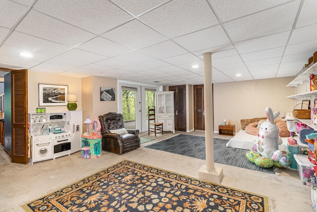1058 Emerson Rd, Park Hills, KY 41011 - below grade area with carpet flooring, a paneled ceiling, and recessed lighting