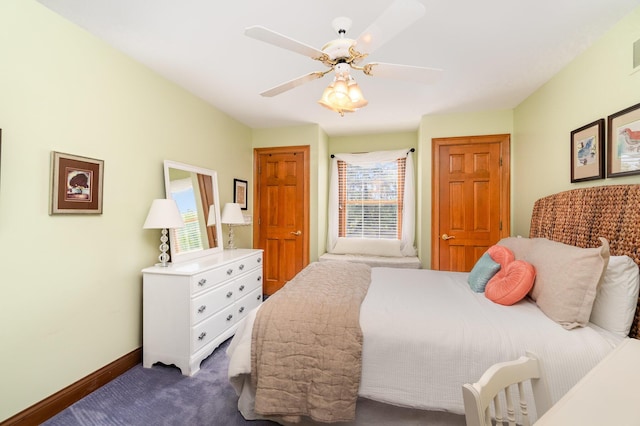 2090 Edenderry Dr, Fort Mitchell, KY 41017 - bedroom with dark carpet, baseboards, and a ceiling fan