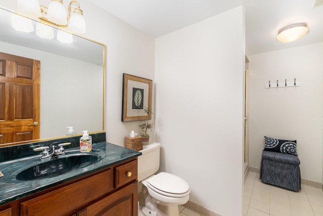 2090 Edenderry Dr, Fort Mitchell, KY 41017 - bathroom with tile patterned flooring, a stall shower, vanity, toilet, and baseboards