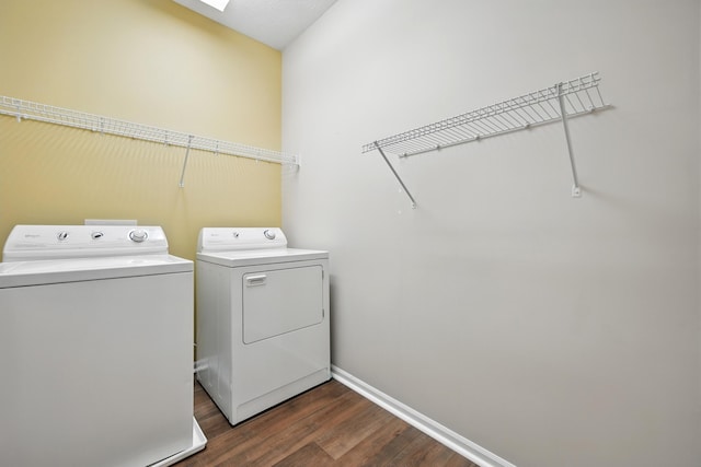 9072 Timberbrook Ln Unit B, Florence, KY 41042 - washroom featuring independent washer and dryer, dark wood finished floors, and baseboards