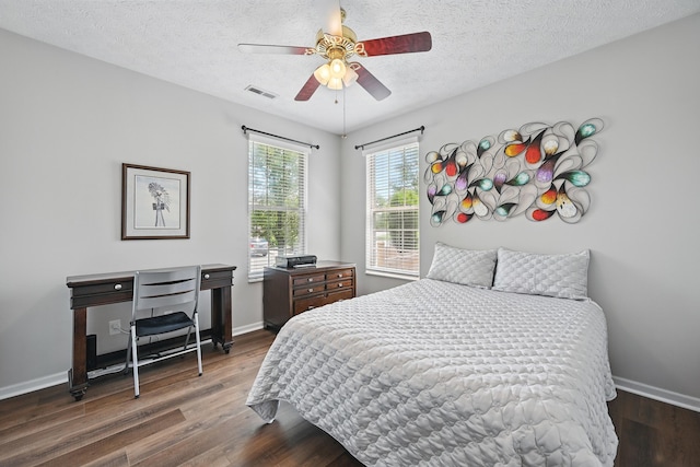 9072 Timberbrook Ln Unit B, Florence, KY 41042 - bedroom with wood finished floors, baseboards, a textured ceiling, and a ceiling fan