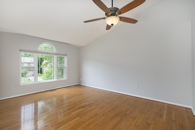 1837 Asbury Way, Hebron, KY 41048 - unfurnished room with vaulted ceiling, wood finished floors, baseboards, and ceiling fan