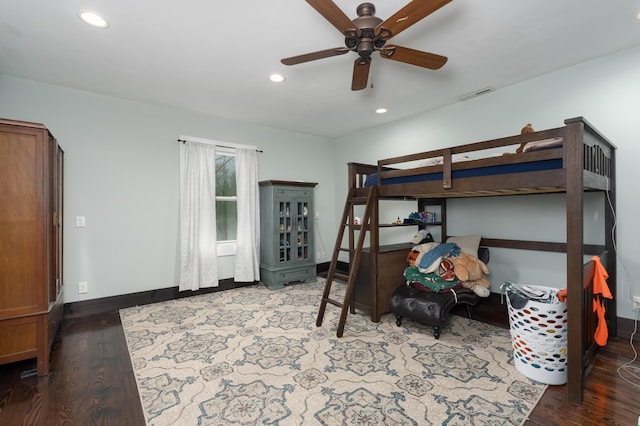 1120 Keefer Rd, Corinth, KY 41010 - bedroom featuring baseboards, wood finished floors, recessed lighting, and a ceiling fan