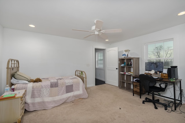 1120 Keefer Rd, Corinth, KY 41010 - carpeted bedroom with a desk, recessed lighting, a ceiling fan, and baseboards