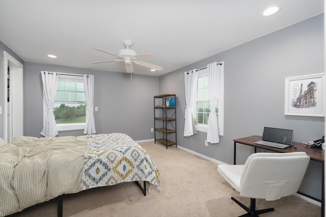 1120 Keefer Rd, Corinth, KY 41010 - carpeted bedroom with multiple windows, recessed lighting, baseboards, a ceiling fan, and an office area