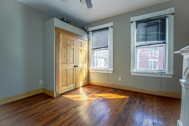 1707 Eastern Ave Unit 1709, Covington, KY 41014 - unfurnished bedroom with hardwood / wood-style floors, baseboards, and a ceiling fan