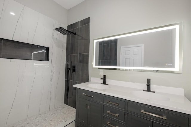 1026 Orchard St, Newport, KY 41071 - bathroom featuring double vanity and a marble finish shower