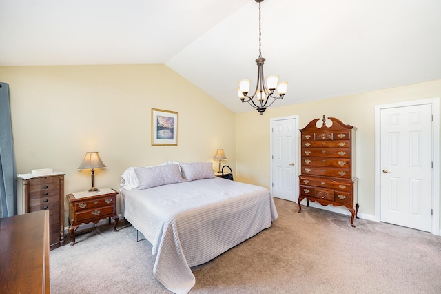 10659 Mountain Laurel Way, Union, KY 41091 - bedroom featuring a chandelier, light colored carpet, and lofted ceiling