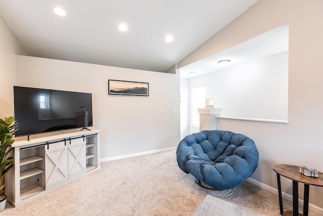 857 Slate Vw, Cold Spring, KY 41076 - sitting room featuring carpet flooring, recessed lighting, baseboards, and vaulted ceiling