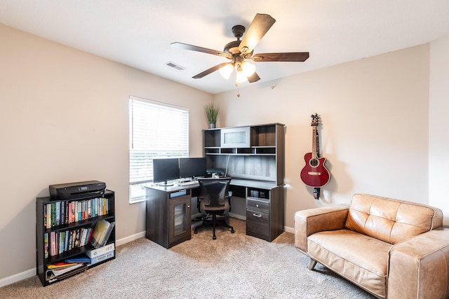 857 Slate Vw, Cold Spring, KY 41076 - office space with ceiling fan, light carpet, and baseboards