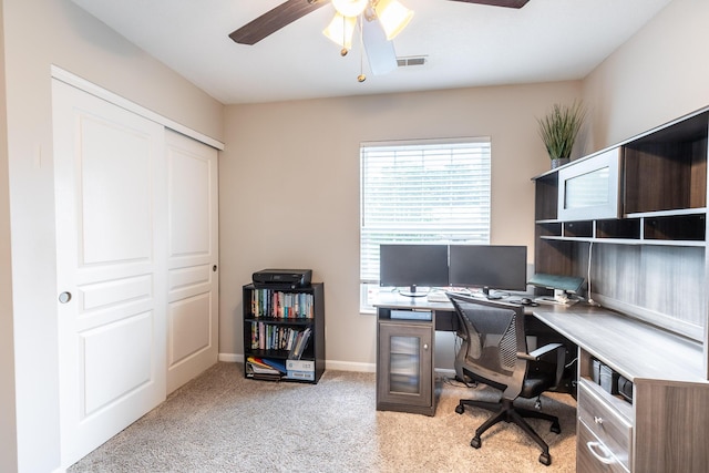 857 Slate Vw, Cold Spring, KY 41076 - home office featuring a ceiling fan, light carpet, and baseboards