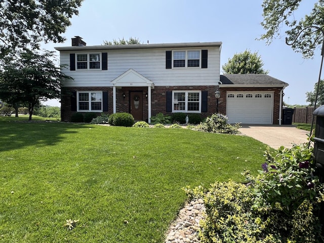 11 Alanna Dr, Wilder, KY 41076 - view of front of home featuring brick siding, a chimney, a garage, and driveway