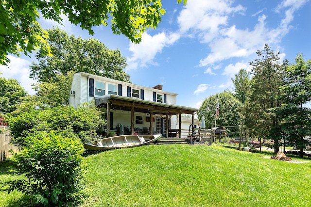 2919 Watts Rd, Burlington, KY 41005 - back of house with a patio area, a chimney, and ceiling fan