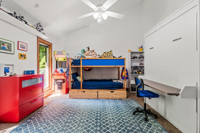 2709 Longbranch Rd, Union, KY 41091 - carpeted bedroom with vaulted ceiling and a ceiling fan