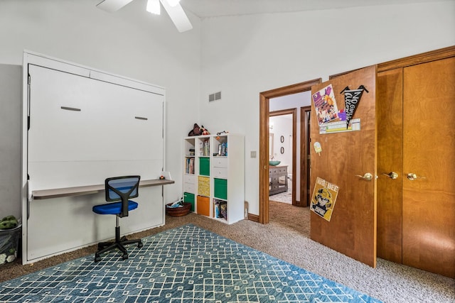 2709 Longbranch Rd, Union, KY 41091 - office with carpet, ceiling fan, and a high ceiling