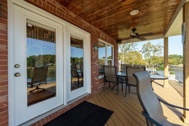 350 Leon Blvd, Williamstown, KY 41097 - wooden terrace featuring outdoor dining space and a ceiling fan