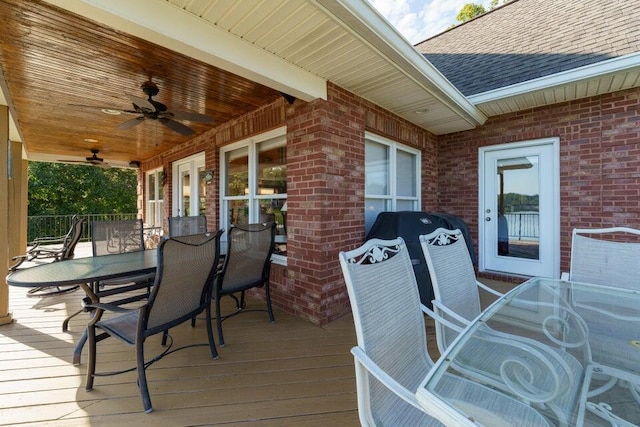 350 Leon Blvd, Williamstown, KY 41097 - wooden deck with outdoor dining space and a ceiling fan