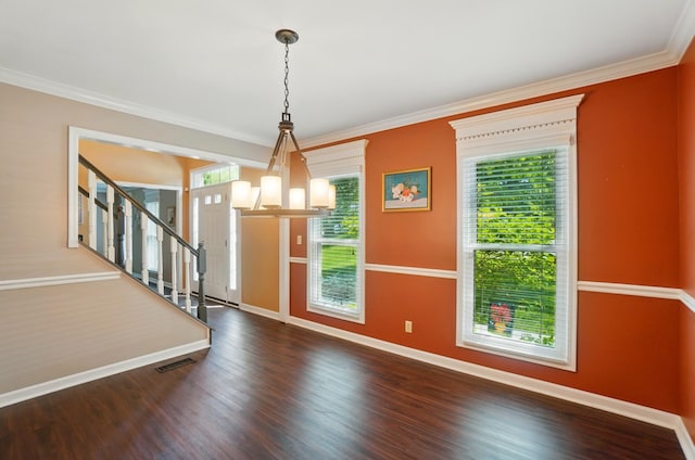 856 Moonstone Ct, Crescent Springs, KY 41017 - entryway featuring baseboards, wood finished floors, ornamental molding, and stairs