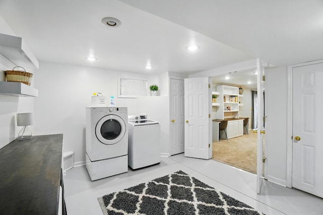 856 Moonstone Ct, Crescent Springs, KY 41017 - laundry room featuring washing machine and dryer, recessed lighting, and baseboards