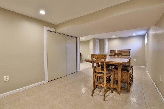 8949 E Main St, Alexandria, KY 41001 - dining area featuring light tile patterned floors, recessed lighting, and baseboards