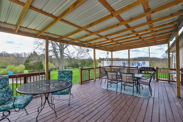 8949 E Main St, Alexandria, KY 41001 - wooden deck featuring outdoor dining space and view of scattered trees