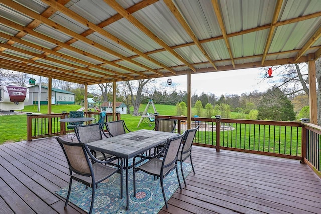 8949 E Main St, Alexandria, KY 41001 - wooden deck with outdoor dining space and a lawn