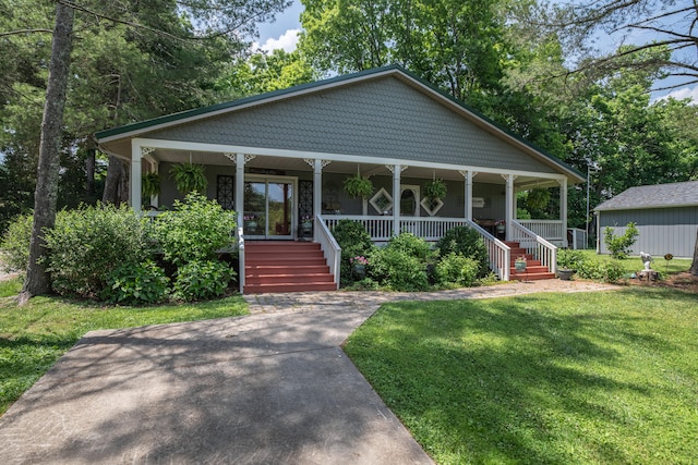 1145 Hillandale Dr, Sanders, KY 41083 - view of front of home with a porch, a front yard, and stairs