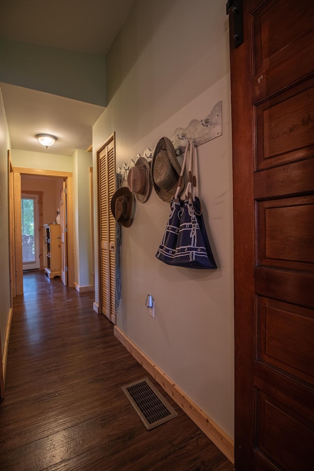 1145 Hillandale Dr, Sanders, KY 41083 - hallway featuring dark wood-style floors and baseboards
