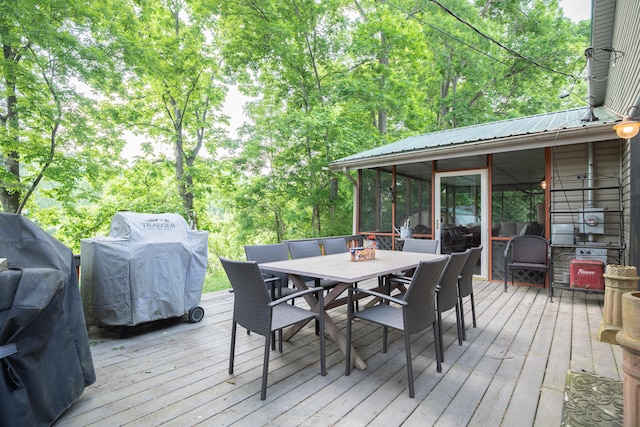 1145 Hillandale Dr, Sanders, KY 41083 - wooden deck with outdoor dining area and area for grilling