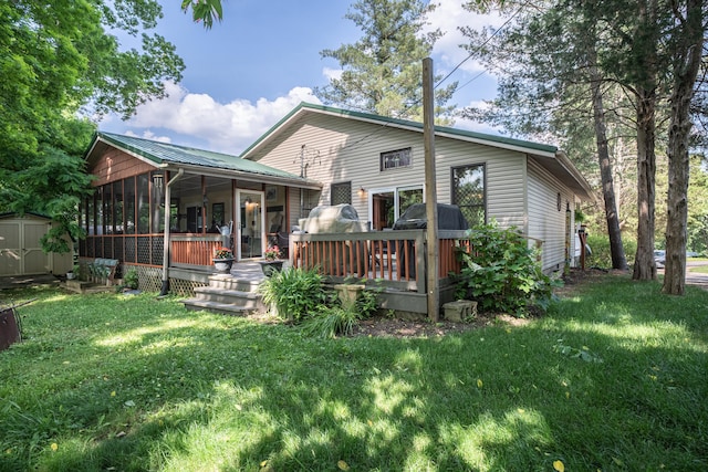 1145 Hillandale Dr, Sanders, KY 41083 - back of house featuring a yard and a wooden deck